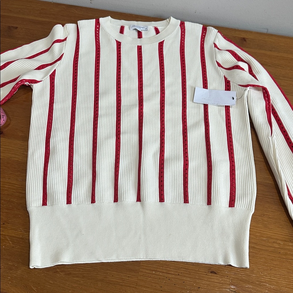 EQUIPMENT AMRIT SWEATER - FANCY RIBBED KNIT WHITE/BLOOD MOON - Picture 13 of 14